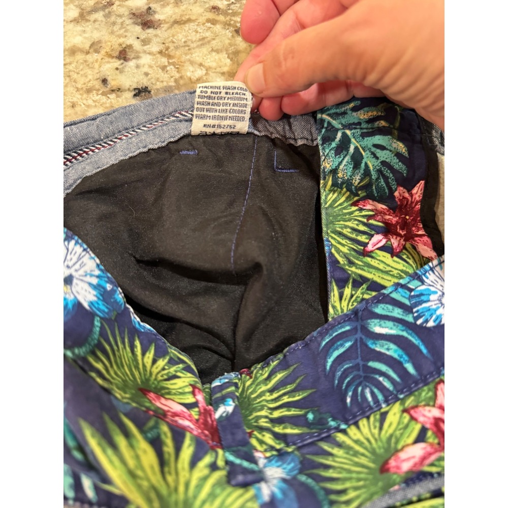 Hudson & Barrow Mens 30 Tropical Floral Shorts Navy Blue Hibiscus Palm Leaf - Picture 15 of 16
